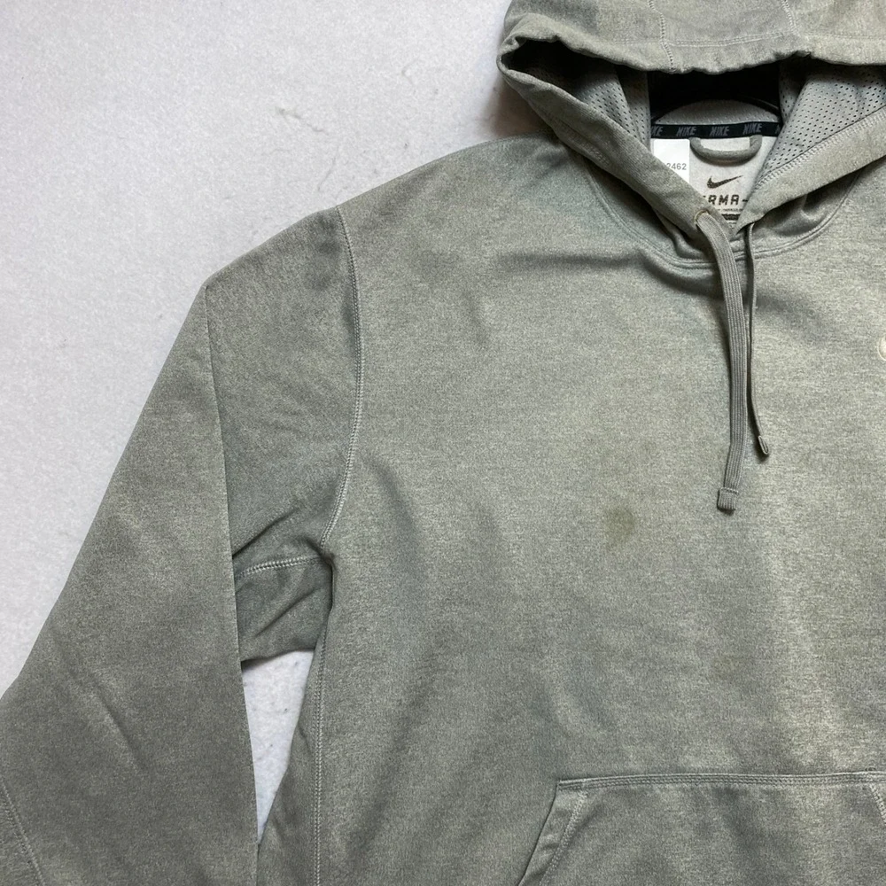 Nike Hoodie Mens XXL Gray Therma-FIT Pullover Sweatshirt Swoosh Logo Adult